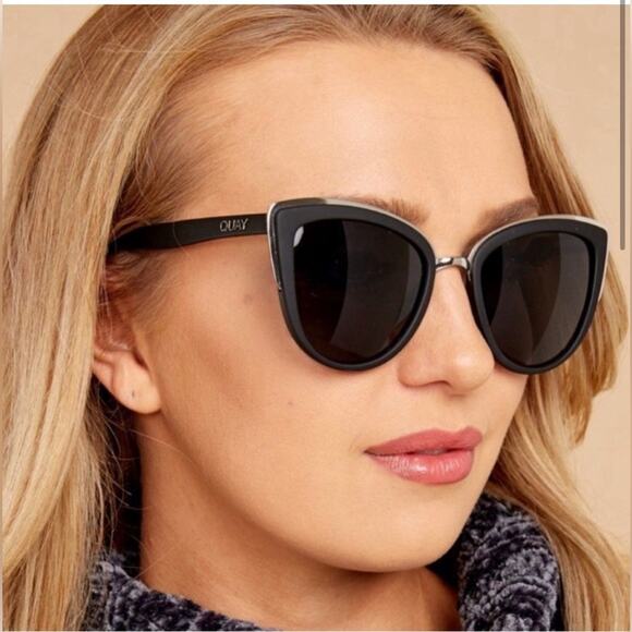Quay Australia Accessories - EUC Quay Australia Womens Sunglasses w/Case My Girl 126 Cat Eyes Black & Silver